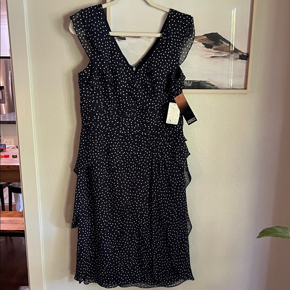 Adriana Papell polka dot flutter dress